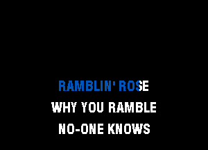 RAMBLIN' BOSE
WHY YOU HAMBLE
HO-OHE KNOWS