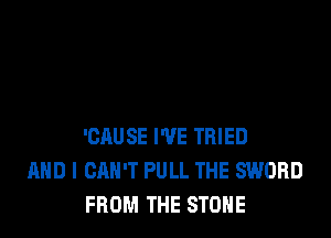 'CAUSE I'VE TRIED
AND I CAN'T PULL THE SWORD
FROM THE STONE