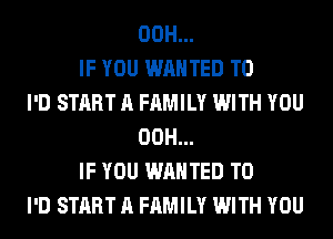 00H...
IF YOU WANTED TO
I'D START A FAMILY WITH YOU
00H...
IF YOU WANTED TO
I'D START A FAMILY WITH YOU