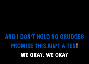 AND I DON'T HOLD H0 GRUDGES
PROMISE THIS AIN'T A TEST
WE OKAY, WE OKAY