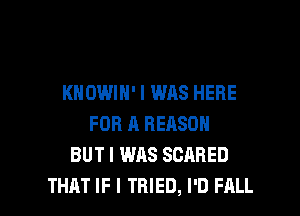 KHOWIN' I WAS HERE

FOR A RERSOH
BUT I WAS SCARED
THAT IF I TRIED, I'D FALL