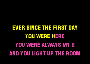 EVER SINCE THE FIRST DAY
YOU WERE HERE
YOU WERE ALWAYS MY G
AND YOU LIGHT UP THE ROOM