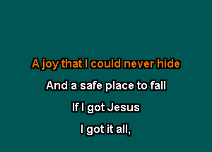 Ajoy that I could never hide

And a safe place to fall

Ifl got Jesus
I got it all,