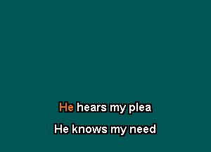 He hears my plea

He knows my need