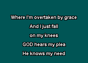 Where I'm overtaken by grace
And ljust fall
on my knees

GOD hears my plea

He knows my need