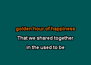 golden hour of happiness

That we shared together

in the used to be