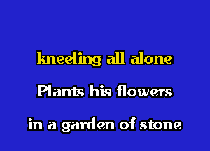 kneeling all alone

Plants his flowers

in a garden of stone