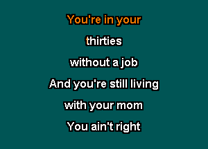 You're in your
thirties

without ajob

And you're still living

with your mom

You ain't right