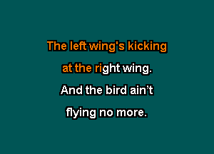 The left wing's kicking

at the right wing.
And the bird ain t

flying no more.