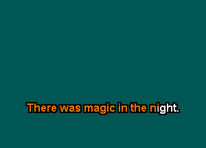 There was magic in the night.