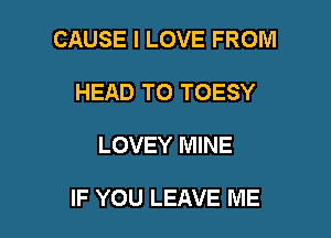 CAUSE I LOVE FROM
HEAD T0 TOESY

LOVEY MINE

IF YOU LEAVE ME