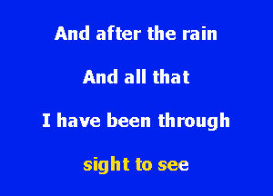 And after the rain

And all that

I have been through

sight to see
