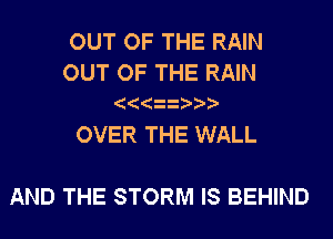OUT OF THE RAIN

OUT OF THE RAIN

OVER THE WALL

AND THE STORM IS BEHIND