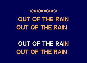OUT OF THE RAIN
OUT OF THE RAIN

OUT OF THE RAIN
OUT OF THE RAIN
