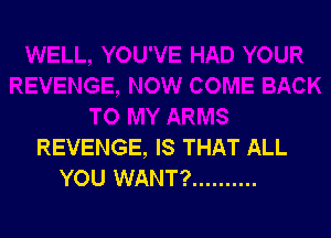 REVENGE, IS THAT ALL
YOU WANT? ..........