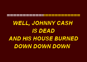 WELL, JOHNNY CASH
IS DEAD
AND HIS HOUSE BURNED
DOWN DOWN DOWN