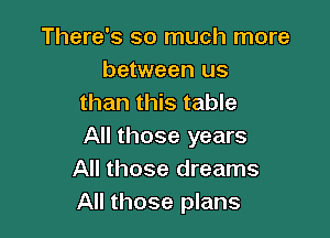 There's so much more
between us
than this table

All those years
All those dreams
All those plans