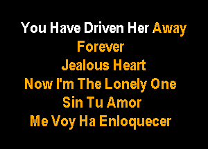 You Have Driven Her Away
Forever
Jealous Heart

Now I'm The Lonely One
Sin Tu Amor
Me Voy Ha Enloquecer