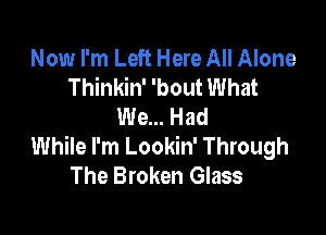 Now I'm Left Here All Alone
Thinkin' 'bout What
We... Had

While I'm Lookin' Through
The Broken Glass