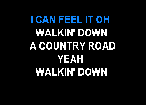 ICAN FEEL IT 0H
WALKIN' DOWN
A COUNTRY ROAD

YEAH
WALKIN' DOWN