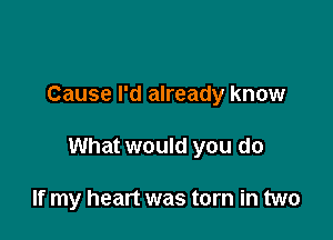 Cause I'd already know

What would you do

If my heart was torn in two