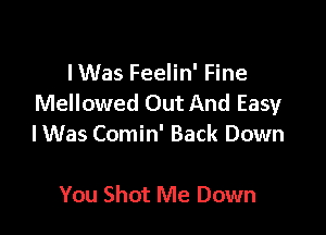 I Was Feelin' Fine
Mellowed Out And Easy

lWas Comin' Back Down

You Shot Me Down