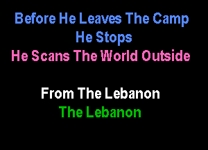 Before He Leaves The Camp
He Stops
He Scans The World Outside

From The Lebanon
The Lebanon