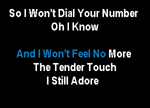 So I Wth Dial Your Number
Oh I Know

And I Won? Feel No More

The Tender Touch
I Still Adore