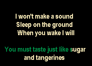 lwon't make a sound
Sleep on the ground
When you wake I will

You must taste just like sugar
and tangerines