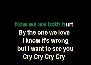 Now we are both hurt

By the one we love
I know it's wrong
but I want to see you

Cry Cry Cry Cry
