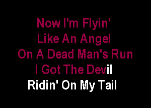 Now I'm Flyin'
Like An Angel
On A Dead Man's Run

I Got The Devil
Ridin' On My Tail