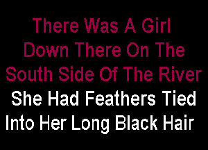 There Was A Girl
Down There On The
South Side Of The River
She Had Feathers Tied
Into Her Long Black Hair