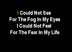I Could Not See
For The Fog In My Eyes
I Could Not Feel

For The Fear In My Life