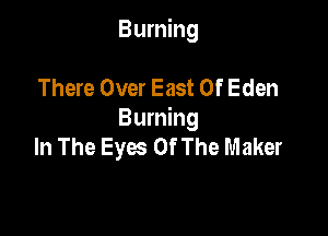 Burning

There Over East Of Eden

Burning
In The Eyes Of The Maker