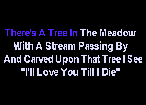 There's A Tree In The Meadow
With A Stream Passing By
And Carved Upon ThatTree I See
I'll Love You Till I Die