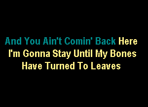 And You Ain't Comin' Back Here

I'm Gonna Stay Until My Bones
Have Turned To Leaves
