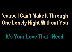 'cause I Can't Make It Through
One Lonely Night Without You

It's Your Love That I Need
