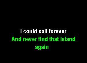 I could sail forever
And never fmd that island
again