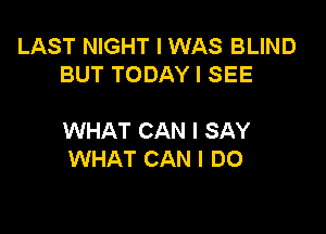 LAST NIGHT I WAS BLIND
BUT TODAY I SEE

WHAT CAN I SAY
WHAT CAN I DO