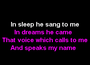 In sleep he sang to me
In dreams he came
That voice which calls to me
And speaks my name