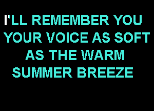 I'LL REMEMBER YOU
YOUR VOICE AS SOFT
AS THE WARM

SUMMER BREEZE