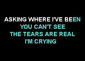 ASKING WHERE I'VE BEEN
YOU CAN'T SEE
THE TEARS ARE REAL
I'M CRYING
