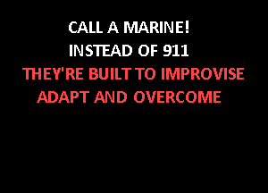 CALL A MARINE!
INSTEAD OF 911
THEY'RE BUILT TO IMPROVISE
ADAPT AND OVERCOME