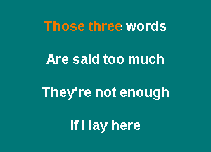 Those three words

Are said too much

They're not enough

If I lay here