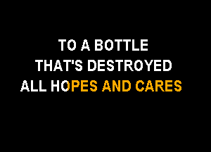 TO A BOTTLE
THAT'S DESTROYED

ALL HOPES AND CARES
