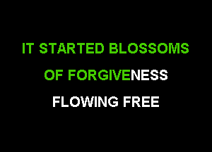 IT STARTED BLOSSOMS
OF FORGIVENESS

FLOWING FREE