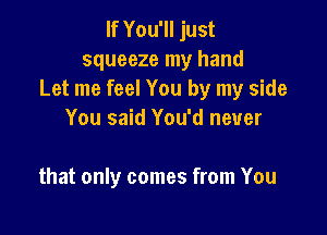 If You'll just
squeeze my hand
Let me feel You by my side

You said You'd never

that only comes from You