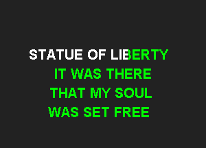 STATUE OF LIBERTY
IT WAS THERE

THAT MY SOUL
WAS SET FREE