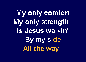 My only comfort
My only strength

Is Jesus walkin'
By my side
All the way