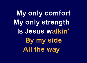 My only comfort
My only strength

Is Jesus walkin'
By my side
All the way